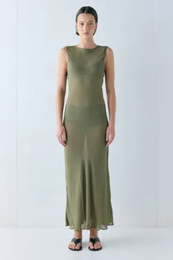 Francesca Sheer Maxi Dress Olive
