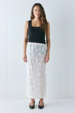 Devyn Anglaise Midi Skirt Cream