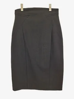 Cue Essential Panelled Black Pencil Midi Skirt Size 8
