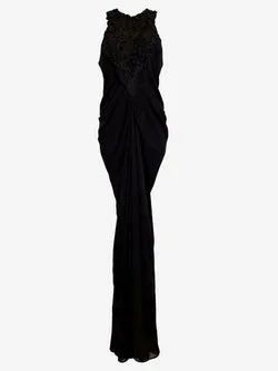Carla Zampatti Midnight Floral Draped Evening Maxi Dress Size 8