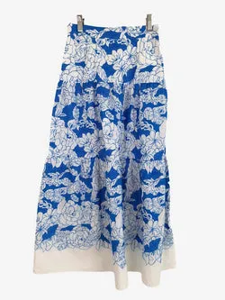 Three Graces Vibrant Stitched Tiered Midi Skirt Size 6