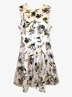 Cue Delicate Floral Cinch Waist Pleated Midi Dress Size 12