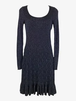 Diane von Furstenberg Midnight Bodycon Glitter Midi Dress Size S