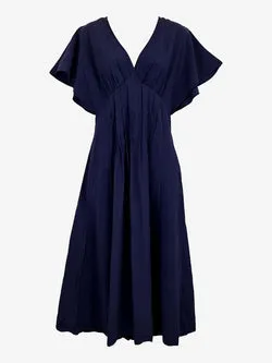 Veronika Maine Elegant Drapey Pintuck Midi Dress Size 6