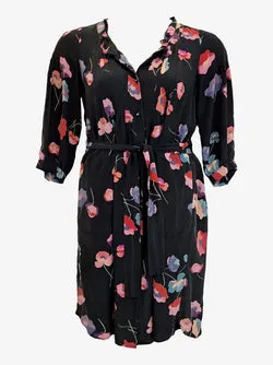 Rebecca Taylor Dreamy Poppy Pleated Silk Midi Dress Size M