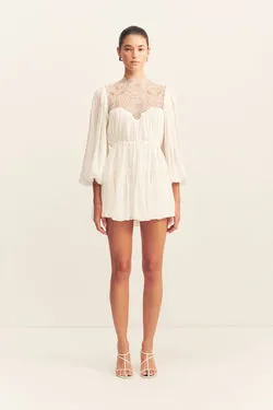 EMORY LONG SLEEVE MINI DRESS - IVORY