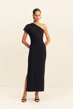 BEAU ASYMMETRICAL MIDI DRESS - BLACK