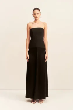 ADRI STRAPLESS PANELLED MAXI DRESS - BLACK