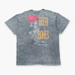 Vintage "Beer & Bones" 1993 John Michael Montgomery Single Stitch Vintage FRUIT OF THE LOOM Acid Wash Tee USA Made (XL)