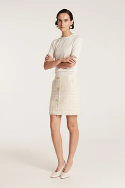 Tweed Skirt - Ivory/Gold