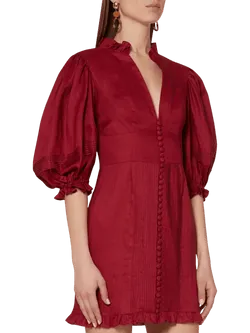 Size 8 | Joslin Cherry-Red Riley Linen Dress