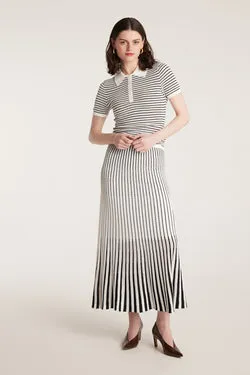 Pointelle Knit Skirt - White/Black