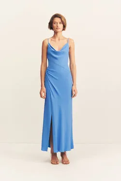 PIERCE COWL NECK MIDI DRESS - SONIC BLUE