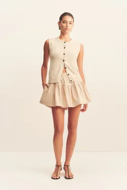 CAMPBELL TIERED MINI SKIRT - OAT MILK