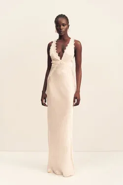 LA LUNE LACE CROSS BACK MAXI DRESS - CREAM