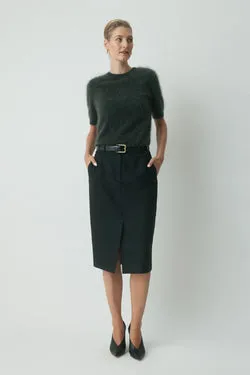 Asta Wool Suit Skirt - Moss Check