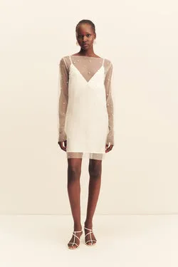 OPALINE SHEER PEARL MINI DRESS