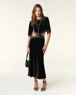 Velae Velvet Midi Dress (Black)