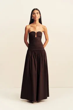 CAMPBELL FITTED DROP WAIST MAXI DRESS - RISTRETTO