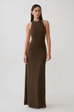 Halley Back T-Strap Maxi Dress - Chocolate