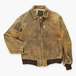 Vintage 1982 AVIREX Light Brown Leather G-2 U.S. Navy Flight Bomber Jacket USA Made (M)