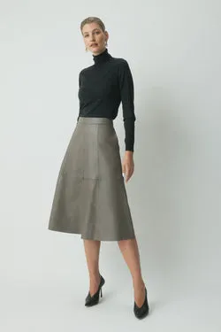 Birken Leather Skirt - Pewter