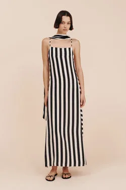 ZADIE DRESS - BONE & BLACK STRIPE