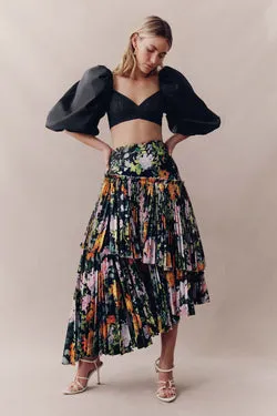Alice Pleated Asymmetric Midi Skirt
