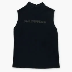 Vintage HARLEY DAVIDSON Embellished Logo Mock Neck Tank Top USA Made (Women's XL)