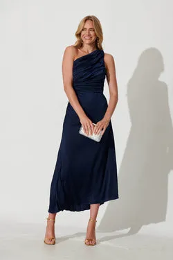 PRE ORDER Toulon One Shoulder Maxi Dress In Navy