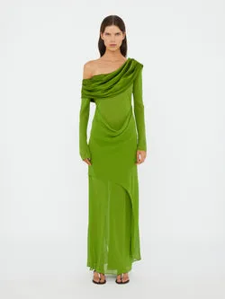 Silk Draped Shawl Dress