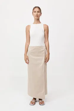 Column Wrap Skirt - Champagne