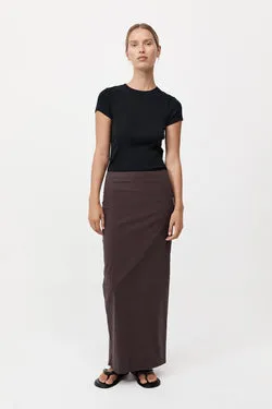 Minimal Column Skirt - Chocolate Plum