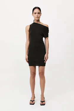 Asymmetric Knit Mini Dress - Basil
