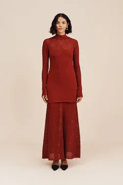 ROMY HIGH NECK DRESS - CHILLI