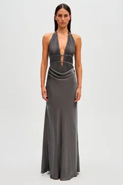 CELINE SATIN MAXI DRESS
