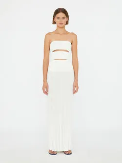 Slashed Knit Sunray Strapless Dress