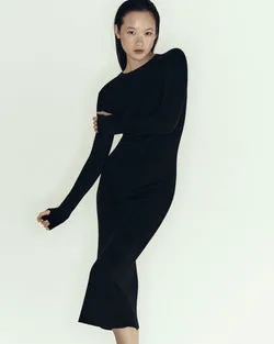 MERINO LONG DRESS - BLACK
