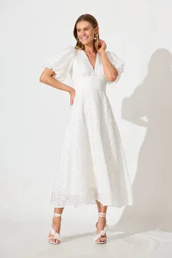 Countess Maxi Dress In White Embroidered Organza