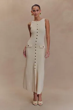 Sawyer Sleeveless Buttoned Maxi Dress - Ivory