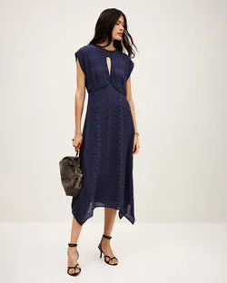 Inaia Asymmetric Midi Dress (Blue)