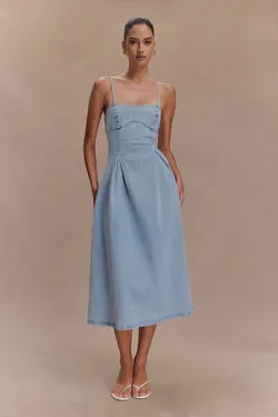 Harlyn Denim Midi Dress - Light Blue