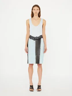 Ribbed Scuffed Leather Tank Dress