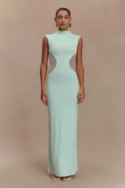Massie Slinky And Mesh Maxi Dress - Lagoon