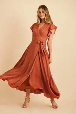 Wynter Maxi Dress in Rust Chiffon