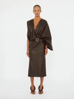 Swaddled Belted Leather Dress