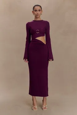 Azariah Long Sleeve Knit Midi Dress - Plum