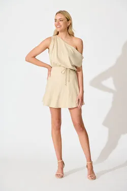 Marlow Dress in Beige Satin