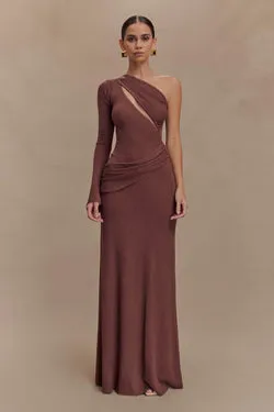 Alexius One Shoulder Knit Maxi Dress - Nutmeg