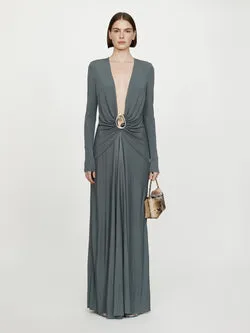 Orica Crystal Ruched Long Sleeve Dress